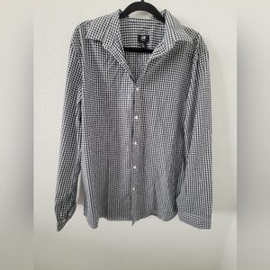 Mens black and white button down shirt